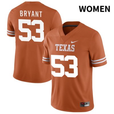 Texas Longhorns Women's #53 Aaron Bryant Authentic Orange NIL 2022 College Football Jersey NSV55P3T